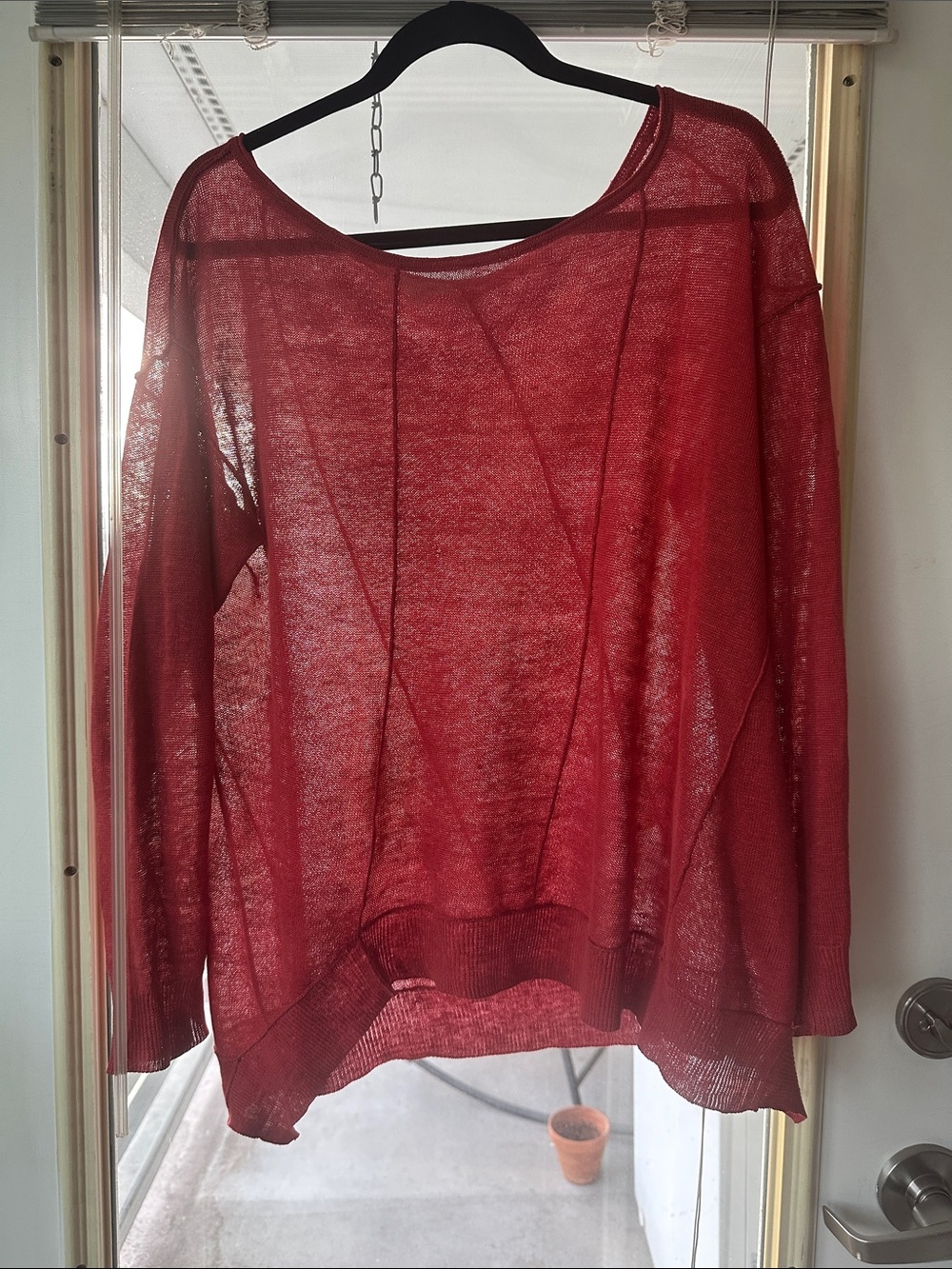 Eileen Fisher Sheer Knit Red Top